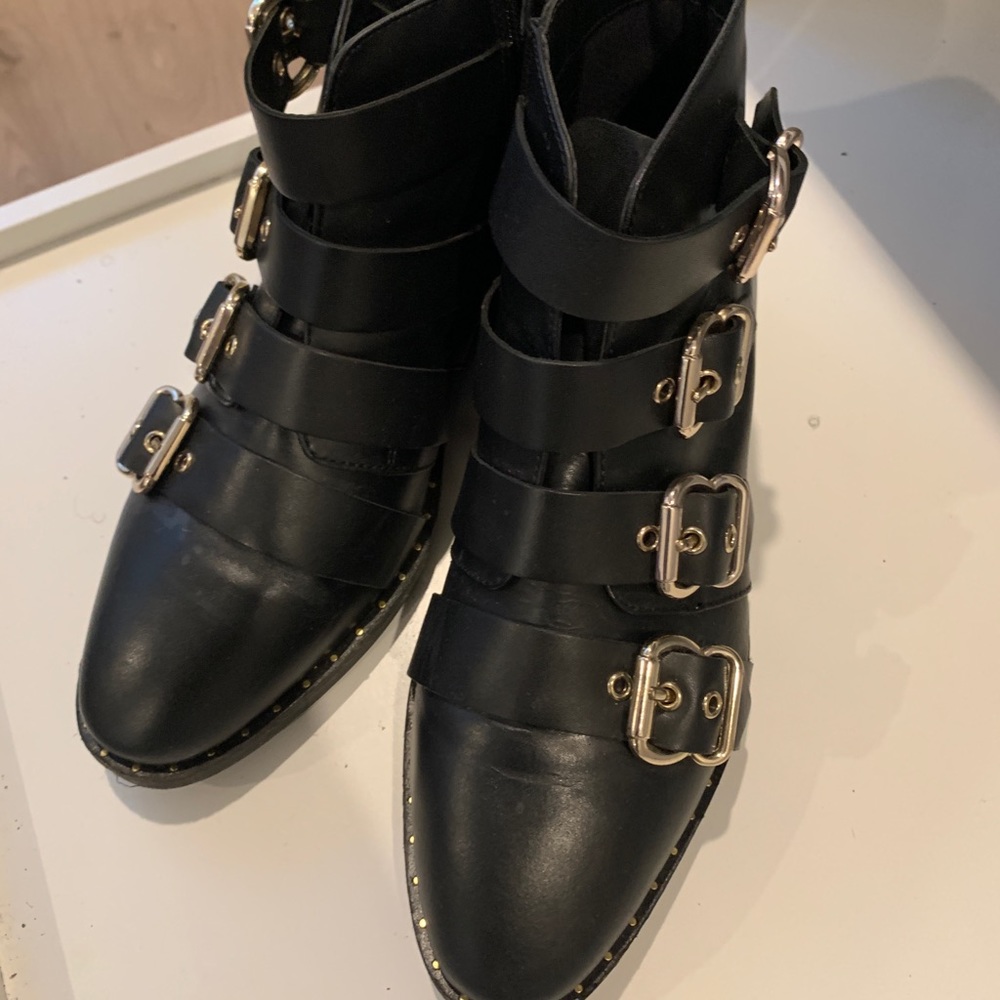Gold Studded / buckle ankle boots